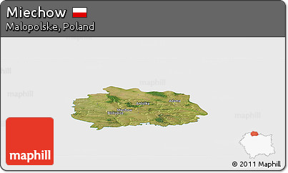 Satellite Panoramic Map of Miechow, single color outside
