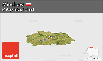 Satellite Panoramic Map of Miechow, single color outside