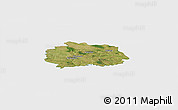 Satellite Panoramic Map of Miechow, single color outside