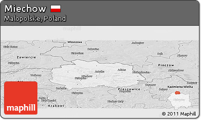 Silver Style Panoramic Map of Miechow