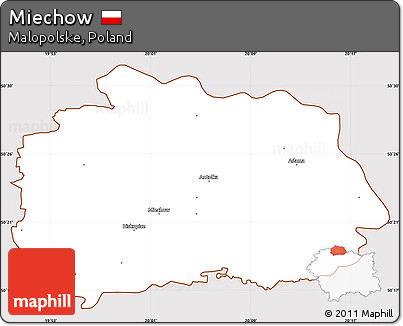 Classic Style Simple Map of Miechow, cropped outside