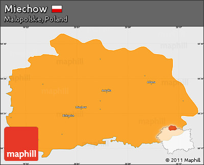 Political Simple Map of Miechow, single color outside