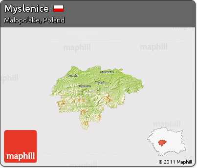 Physical 3D Map of Myslenice, cropped outside