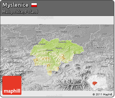 Physical 3D Map of Myslenice, desaturated