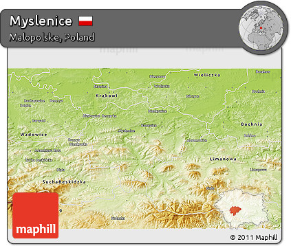Physical 3D Map of Myslenice