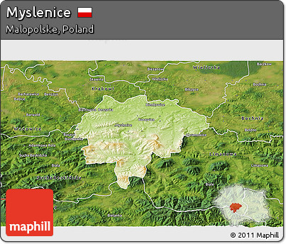 Physical 3D Map of Myslenice, satellite outside