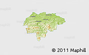 Physical 3D Map of Myslenice, single color outside