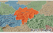 Political 3D Map of Myslenice, semi-desaturated