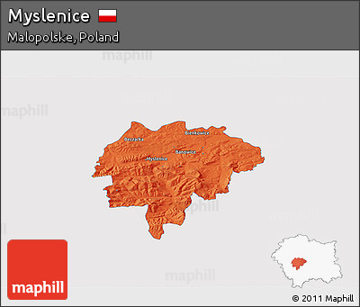 Political 3D Map of Myslenice, single color outside