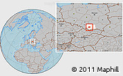 Gray Location Map of Myslenice, highlighted parent region, hill shading