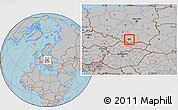 Gray Location Map of Myslenice, hill shading