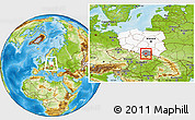 Physical Location Map of Myslenice, highlighted country, highlighted parent region, within the entire country