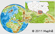 Physical Location Map of Myslenice, highlighted country, highlighted parent region