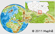 Physical Location Map of Myslenice, highlighted country