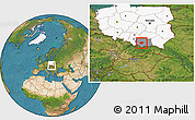 Satellite Location Map of Myslenice, highlighted country, highlighted parent region