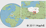 Savanna Style Location Map of Myslenice, highlighted country, highlighted parent region, within the entire country