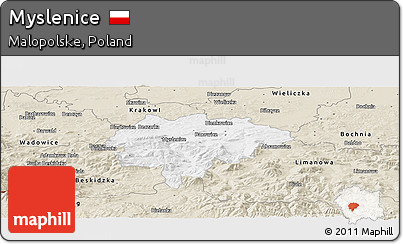 Classic Style Panoramic Map of Myslenice