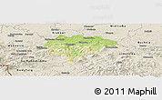 Physical Panoramic Map of Myslenice, shaded relief outside