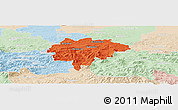 Political Panoramic Map of Myslenice, lighten