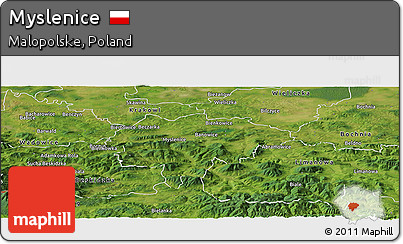 Satellite Panoramic Map of Myslenice