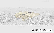 Shaded Relief Panoramic Map of Myslenice, lighten, desaturated