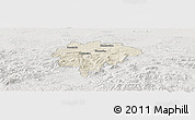 Shaded Relief Panoramic Map of Myslenice, lighten, semi-desaturated