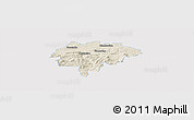 Shaded Relief Panoramic Map of Myslenice, single color outside