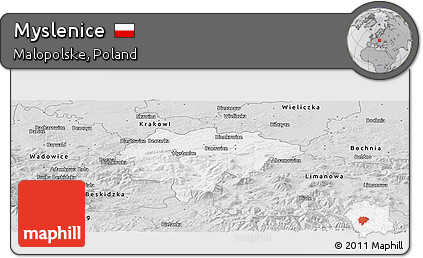 Silver Style Panoramic Map of Myslenice