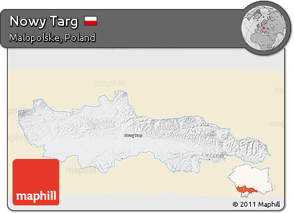 Classic Style 3D Map of Nowy Targ, single color outside