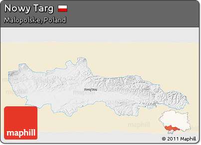 Classic Style 3D Map of Nowy Targ, single color outside