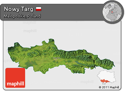 Satellite 3D Map of Nowy Targ, single color outside