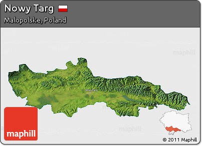 Satellite 3D Map of Nowy Targ, single color outside