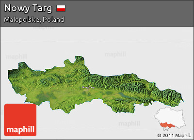 Satellite 3D Map of Nowy Targ, single color outside