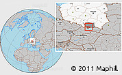 Gray Location Map of Nowy Targ, highlighted country, highlighted parent region