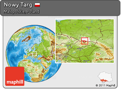 Physical Location Map of Nowy Targ, highlighted parent region