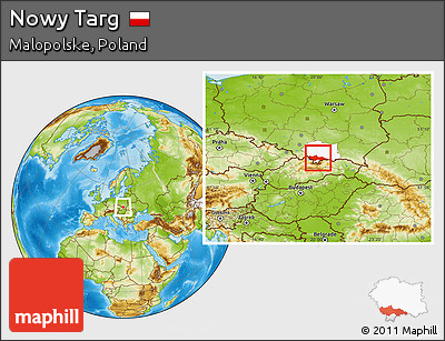 Physical Location Map of Nowy Targ, highlighted parent region