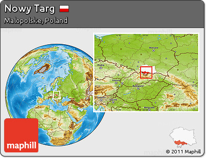 Physical Location Map of Nowy Targ, highlighted parent region
