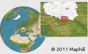 Satellite Location Map of Nowy Targ, highlighted country, highlighted parent region