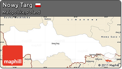Classic Style Simple Map of Nowy Targ