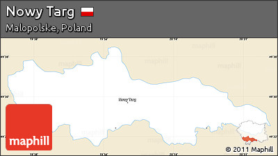 Classic Style Simple Map of Nowy Targ, single color outside