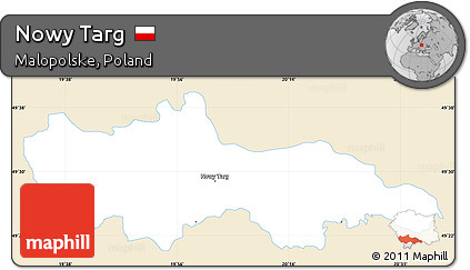 Classic Style Simple Map of Nowy Targ, single color outside