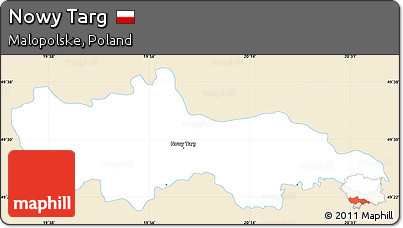 Classic Style Simple Map of Nowy Targ, single color outside