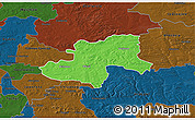 Political 3D Map of Olkusz, darken