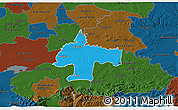 Political 3D Map of Oswiecim, darken