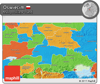 Political 3D Map of Oswiecim