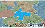 Political 3D Map of Oswiecim, semi-desaturated