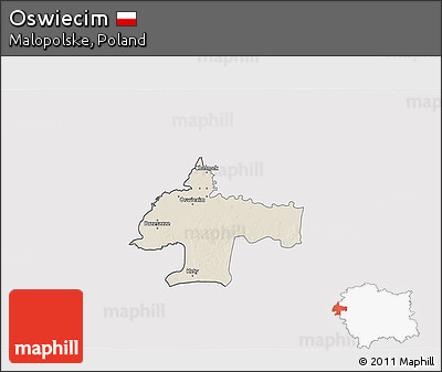 Shaded Relief 3D Map of Oswiecim, cropped outside