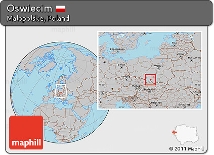 Gray Location Map of Oswiecim, within the entire country