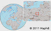Gray Location Map of Oswiecim, within the entire country