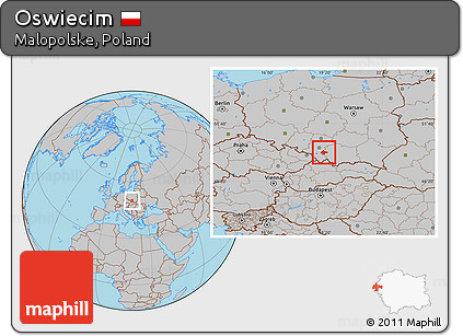Gray Location Map of Oswiecim